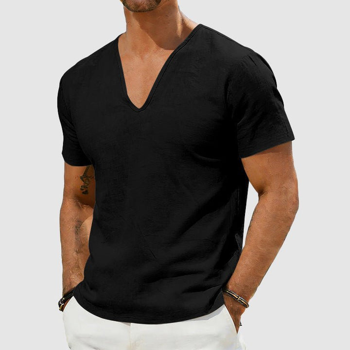 Sebastian | Men's Linen V-Neck Short Sleeve T-Shirt
