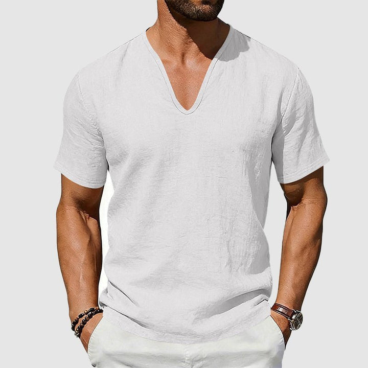 Sebastian | Men's Linen V-Neck Short Sleeve T-Shirt