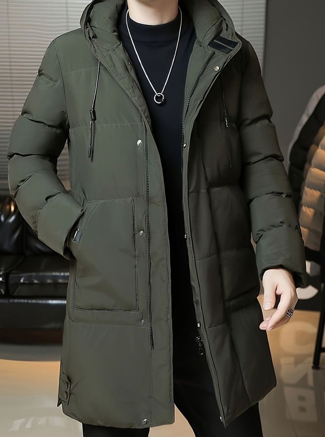 Thomas | Men's Longline Hooded Puffer Jacket Windproof Winter Jacket