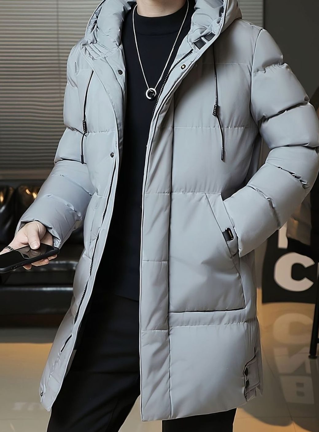 Thomas | Men's Longline Hooded Puffer Jacket Windproof Winter Jacket