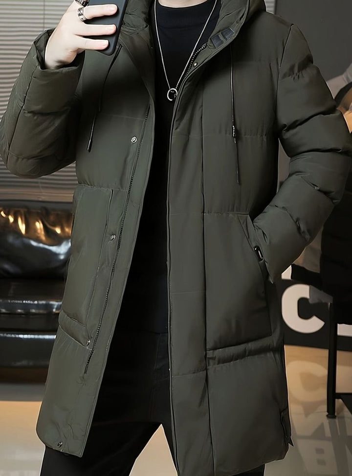 Thomas | Men's Longline Hooded Puffer Jacket Windproof Winter Jacket