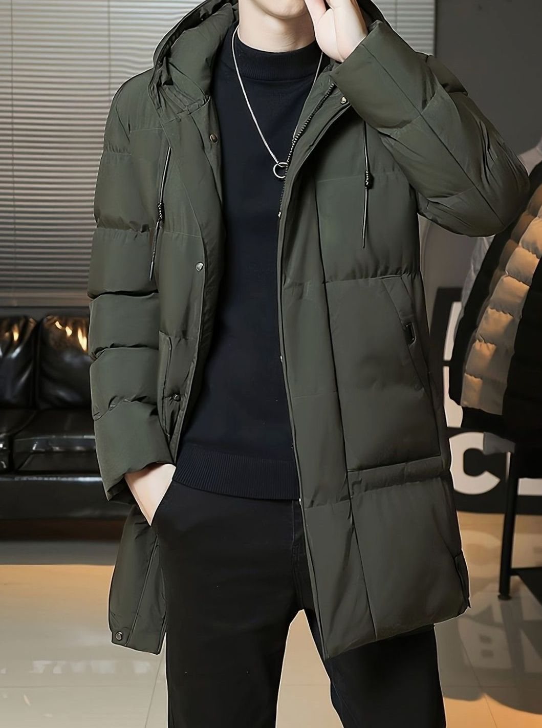 Thomas | Men's Longline Hooded Puffer Jacket Windproof Winter Jacket
