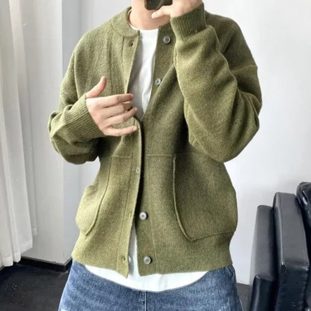 Leon | Men's Oversized Knit Cardigan with Button Placket