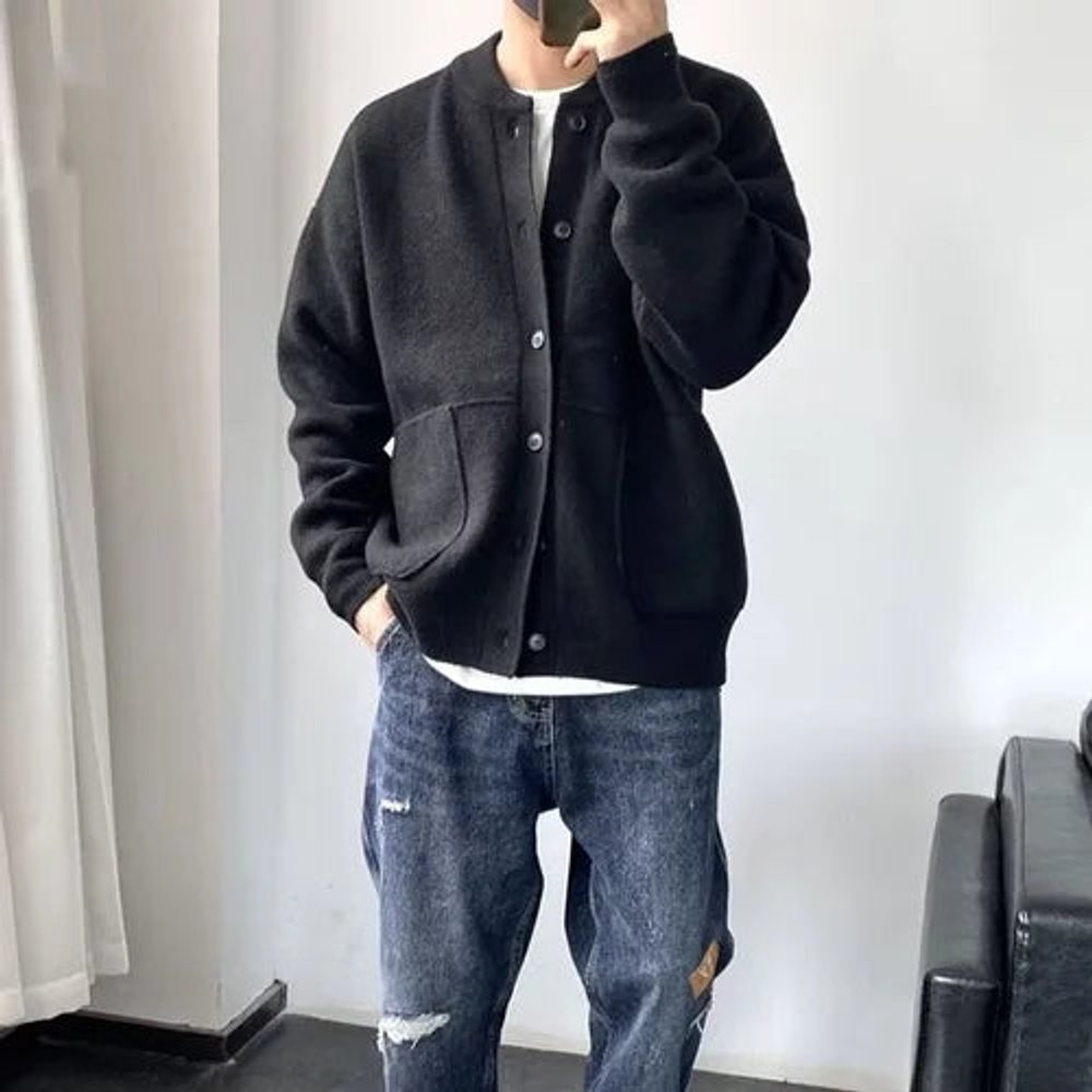 Leon | Men's Oversized Knit Cardigan with Button Placket