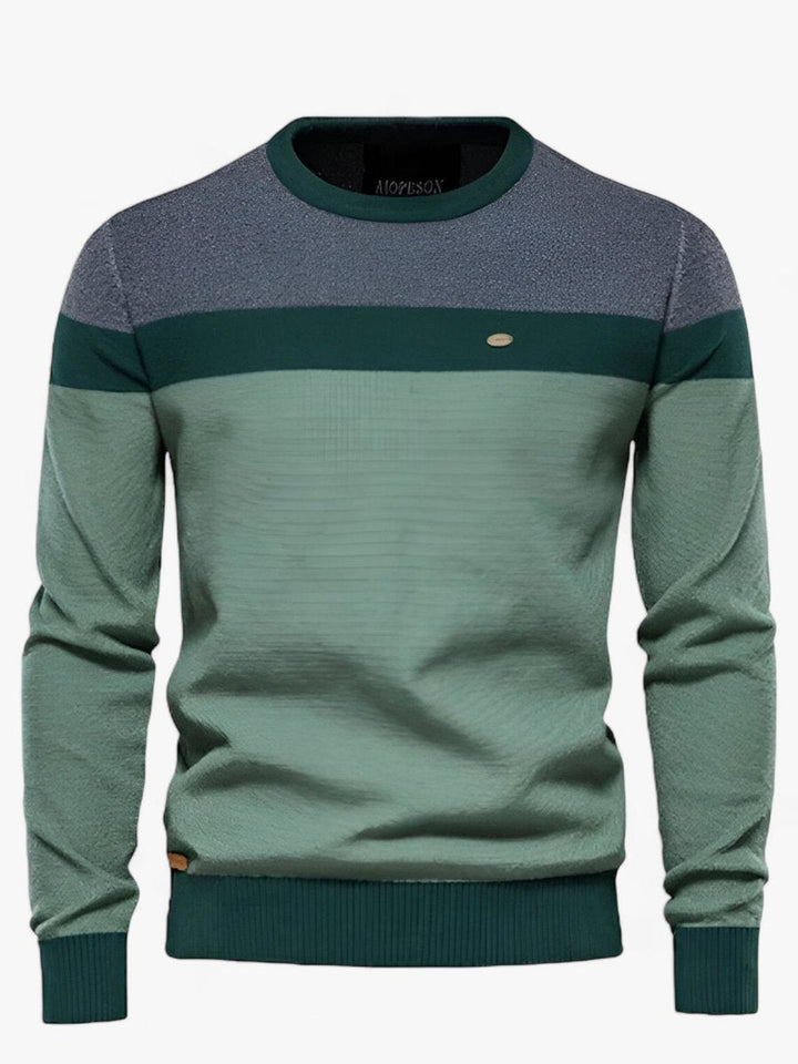 Tobias Men's Colorblock Crew Neck Cotton Knit Sweater - Elena Harper