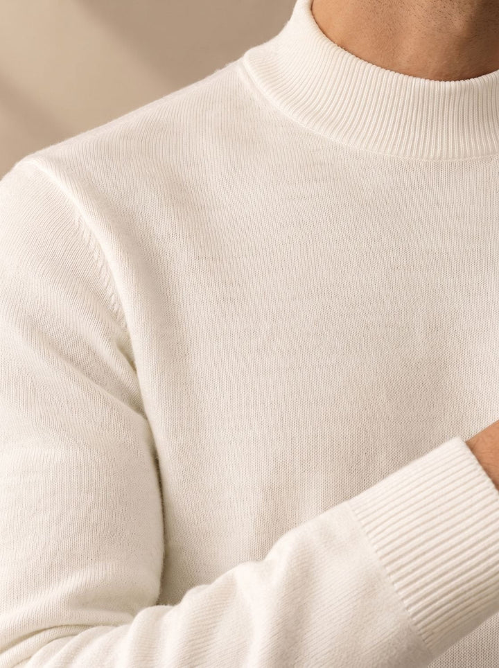 Stefan | Men's Slim-Fit Knit Sweater with Mock Collar and Ribbed Cuffs