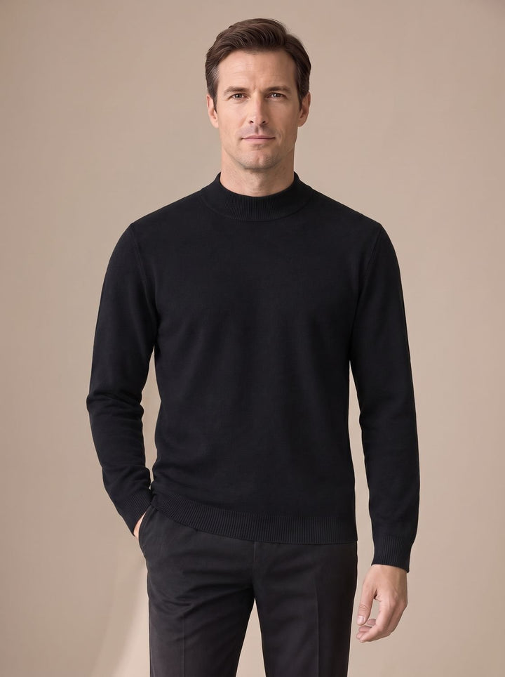 Stefan | Men's Slim-Fit Knit Sweater with Mock Collar and Ribbed Cuffs