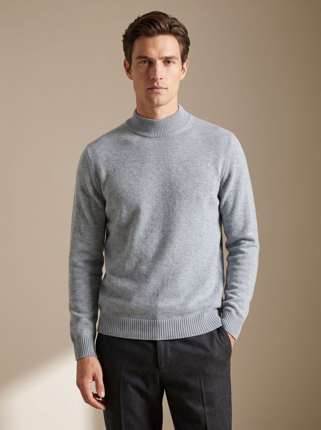 Stefan | Men's Slim-Fit Knit Sweater with Mock Collar and Ribbed Cuffs