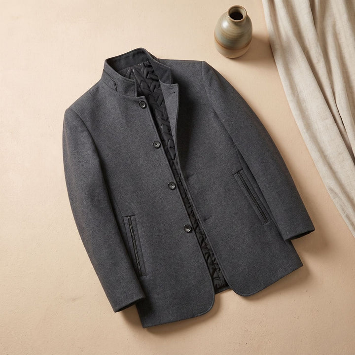Andreas | Men's Stand-Up Collar Coat with Quilted Lining and Button Placket