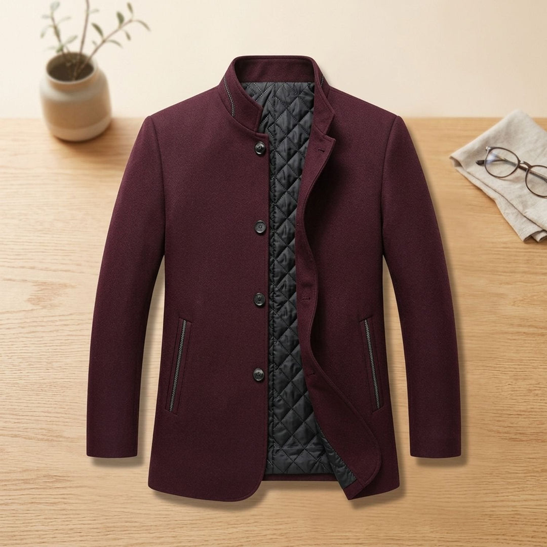 Andreas | Men's Stand-Up Collar Coat with Quilted Lining and Button Placket