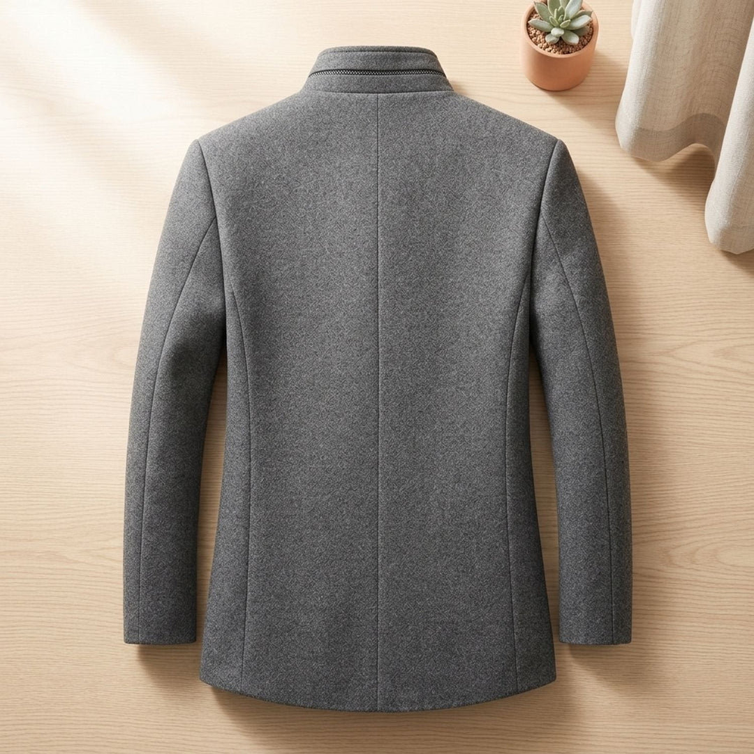 Andreas | Men's Stand-Up Collar Coat with Quilted Lining and Button Placket