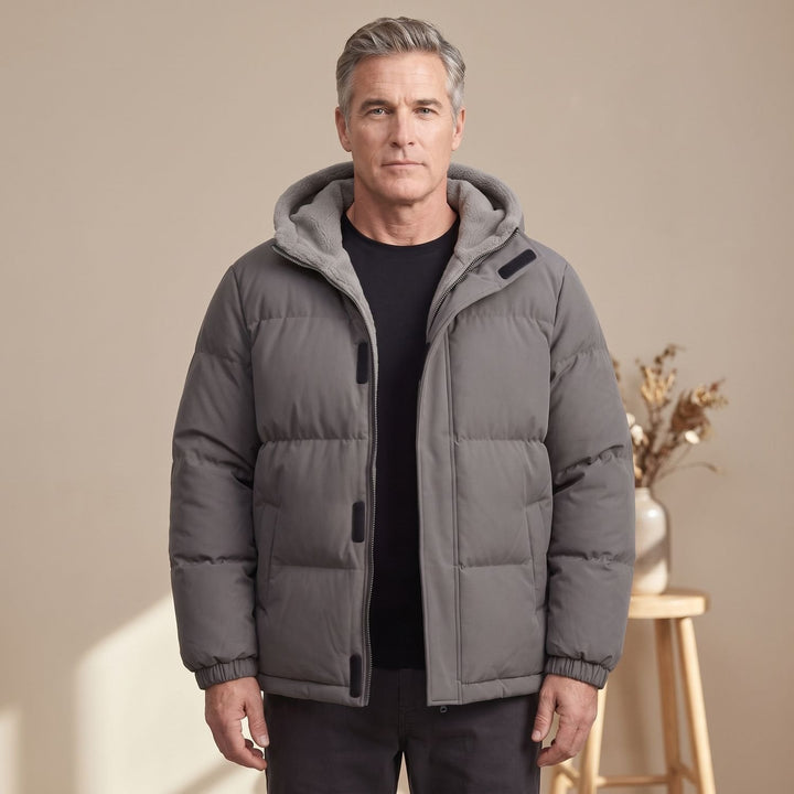 Leon | Men's Quilted Winter Puffer Jacket with Fleece Hood