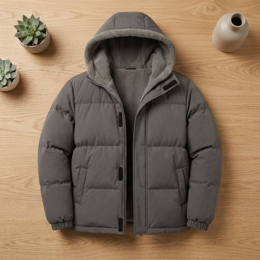 Leon | Men's Quilted Winter Puffer Jacket with Fleece Hood