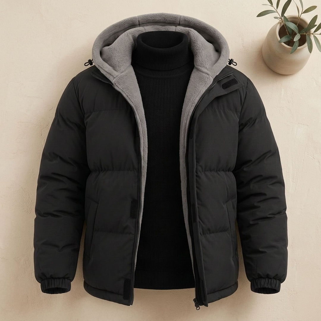 Leon | Men's Quilted Winter Puffer Jacket with Fleece Hood