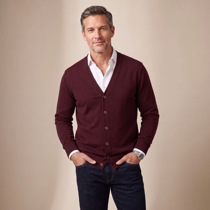 Stefan | Men's Cardigan V-Neck Button Placket Regular Fit
