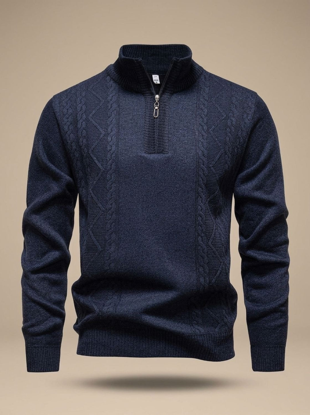 Stefan | Men's Knitted Sweater with Half-Zip Stand Collar Cable Knit