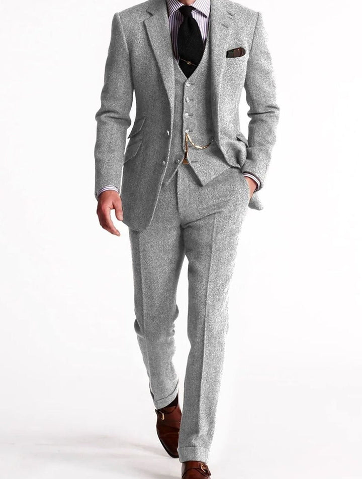 Andreas | Men's Tweed Winter Suit with Vest and Pocket Classic Cut