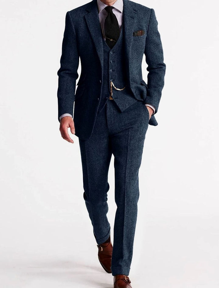 Andreas | Men's Tweed Winter Suit with Vest and Pocket Classic Cut