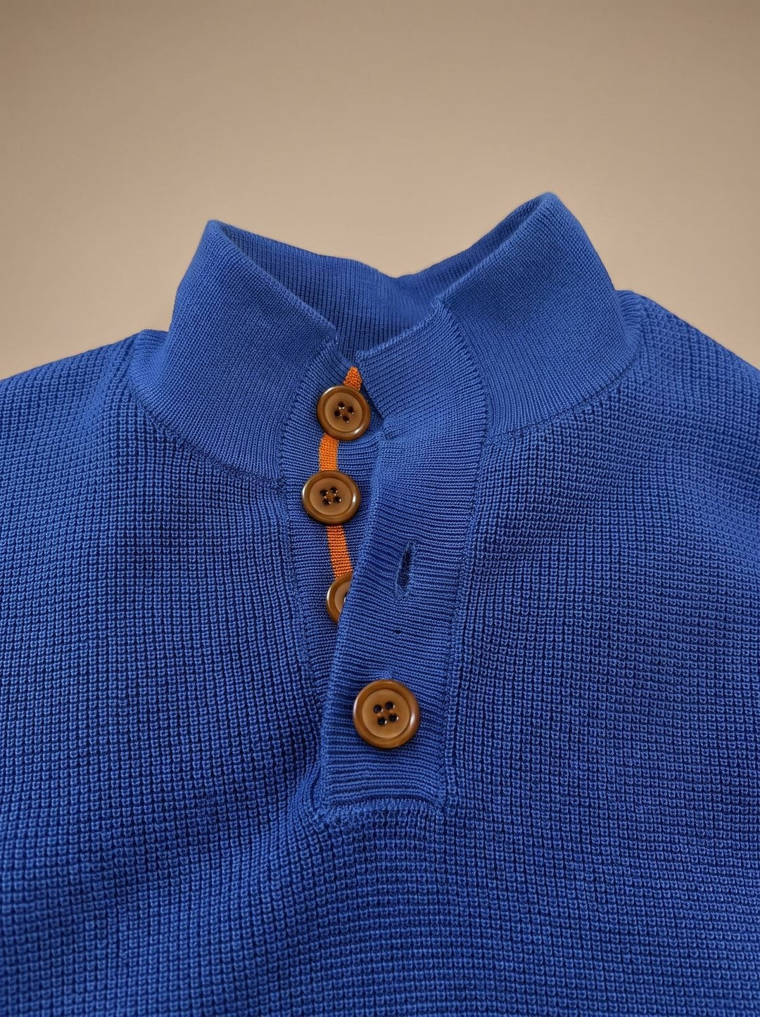 Fabian | Men's Waffle Knit Sweater with Button Stand Collar and Elbow Patches