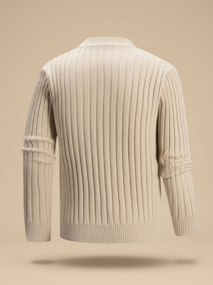 Andreas | Men's Cable Knit Fine Knit Sweater with Short Roll Neck Regular Fit, Blue