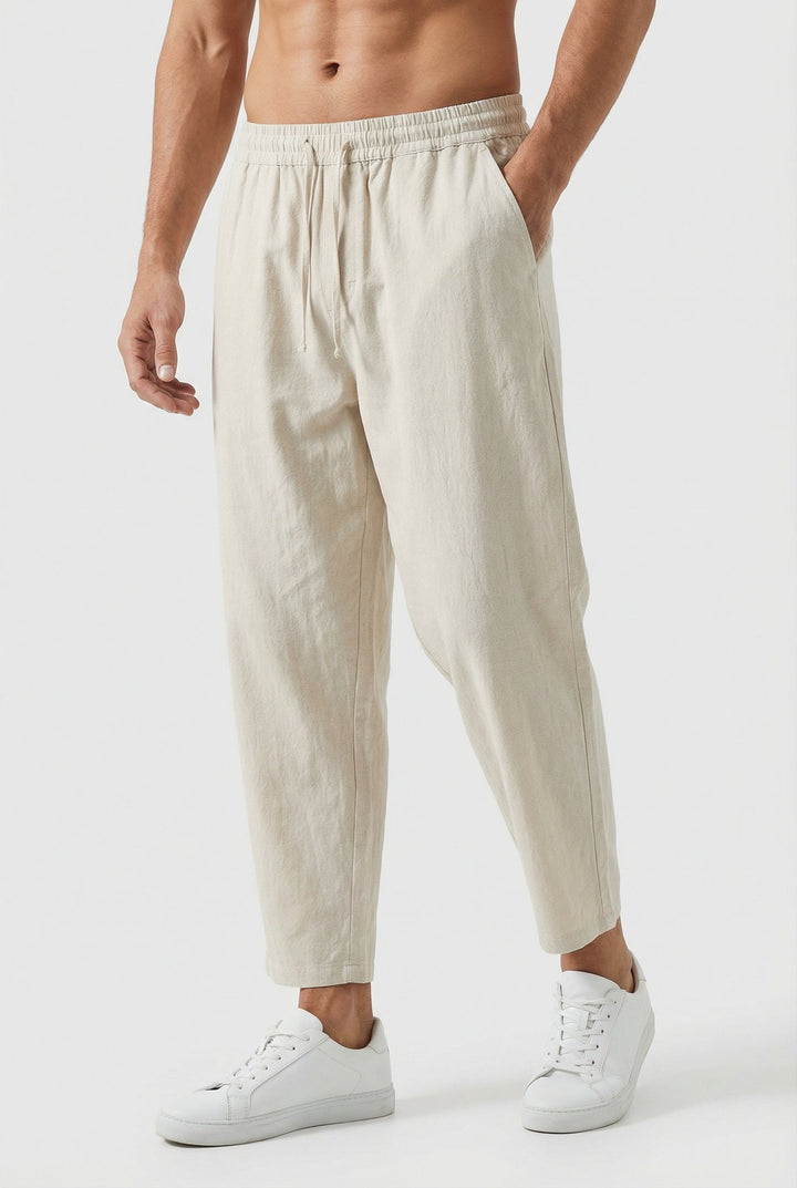 Men's Cotton-Linen Trousers Loose Fit Summer Style with Pockets, view 2 - Elena Harper