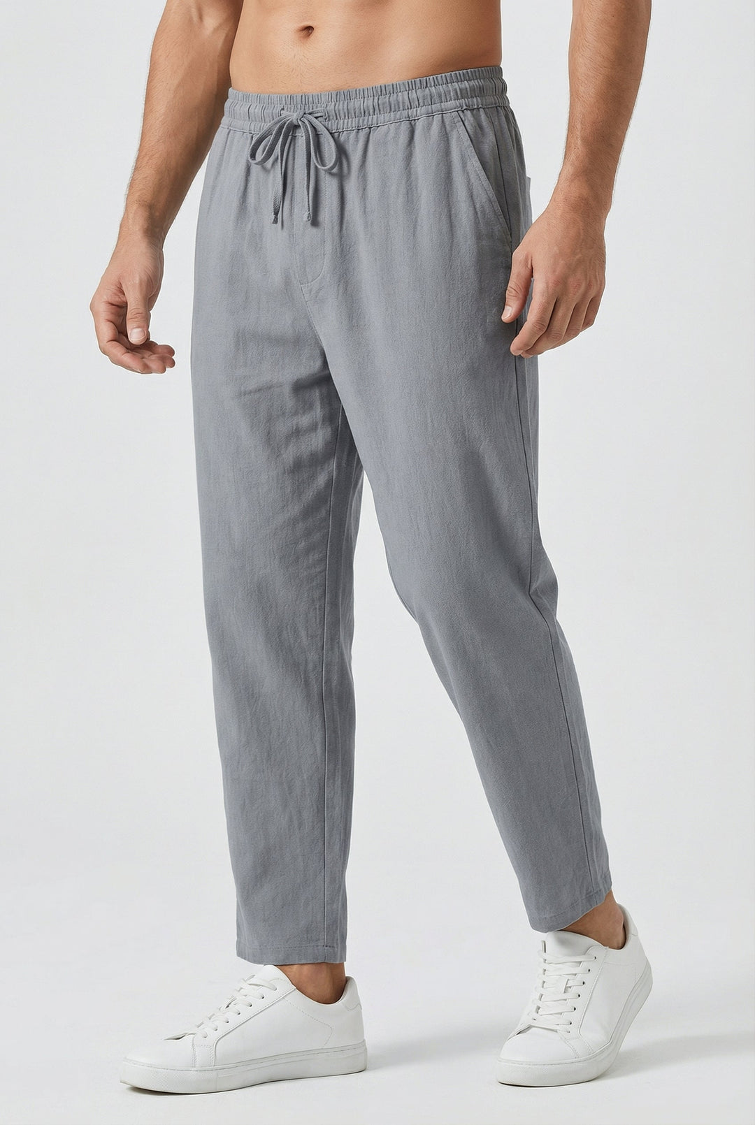Men's Cotton-Linen Trousers Loose Fit Summer Style with Pockets, view 8 - Elena Harper