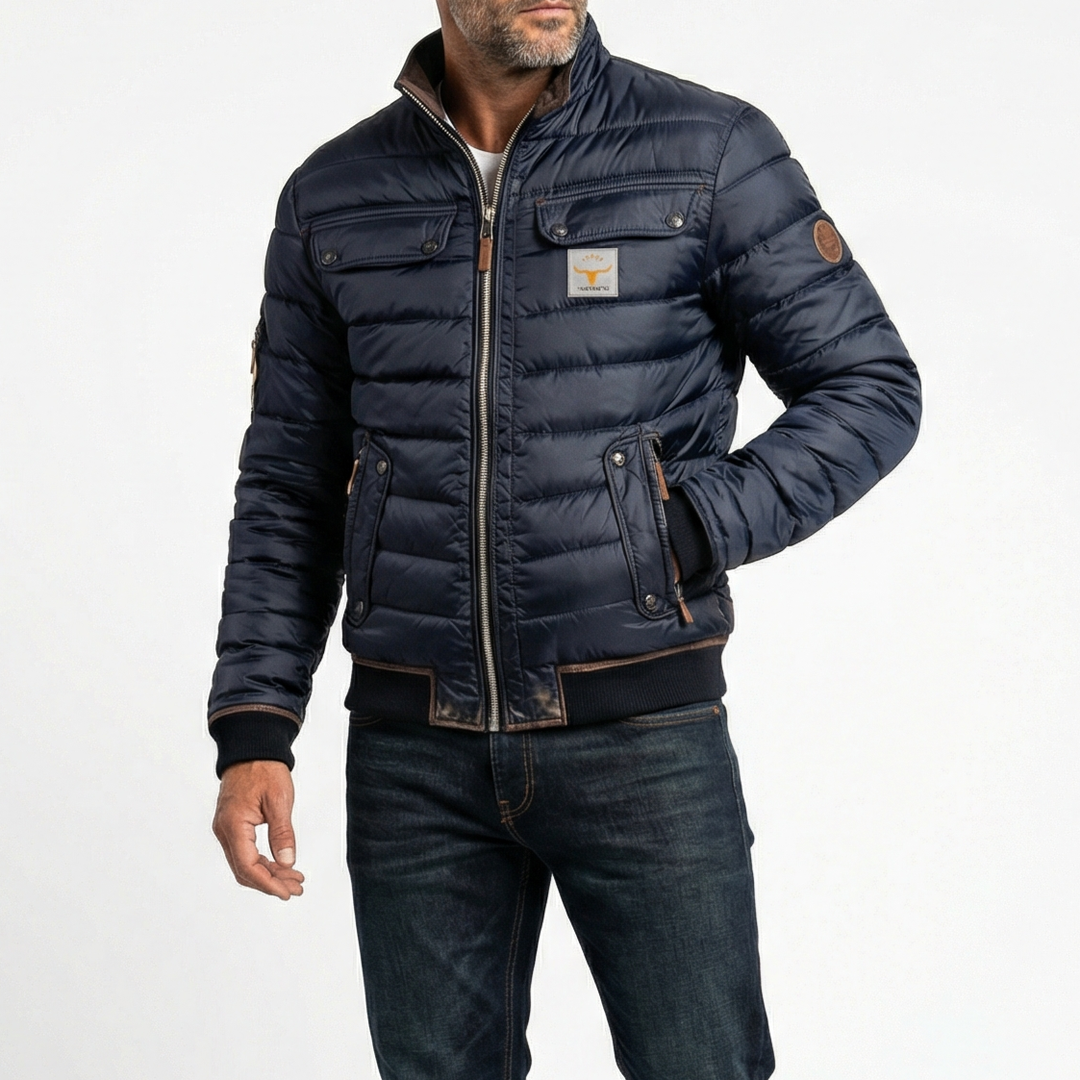 Christophe - Elegant Quilted Down Jacket with Patch