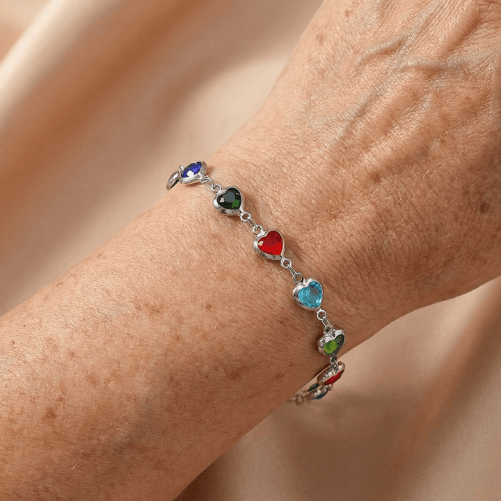 Elegant Stainless Steel Multicolor Heart Link Clutch Bracelet - Elena Harper
