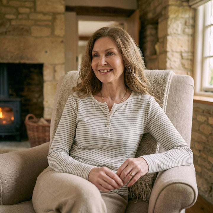 Emma & Rose Manhattan Sienna Stripe Long Sleeve Top featuring a stylish striped pattern and comfortable fit.