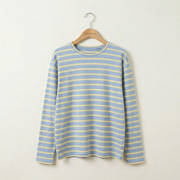 Emma & Rose Manhattan Grace™ Classic Striped Long Top featuring a relaxed fit and horizontal stripe pattern in soft fabric.