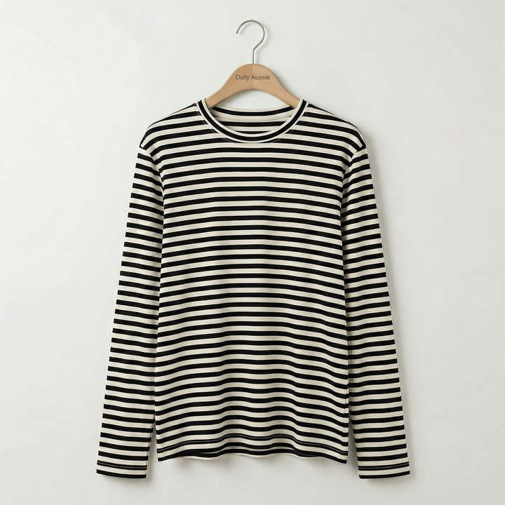 Emma & Rose Manhattan Amelia™ stripe long sleeve top featuring a classic striped pattern and comfortable fit.