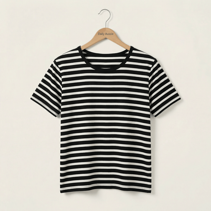 Emma & Rose Manhattan Ava™ Chest Pad Stripe Tee featuring a comfortable fit and stylish striped design.