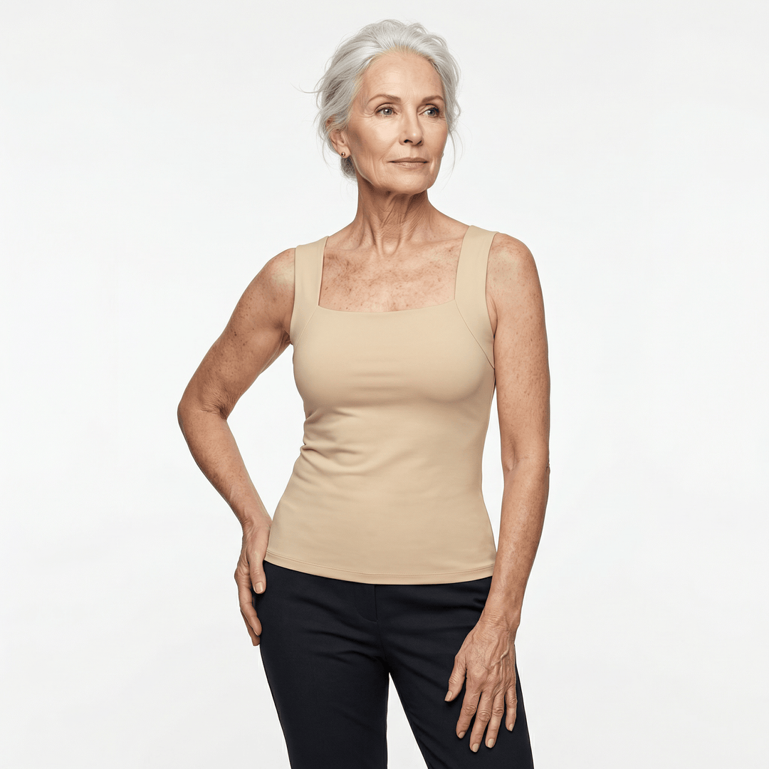 Emma & Rose Durban Avoria™ Bra Comfort Shaper Tank, seamless black tank top with supportive shaping design and soft fabric.