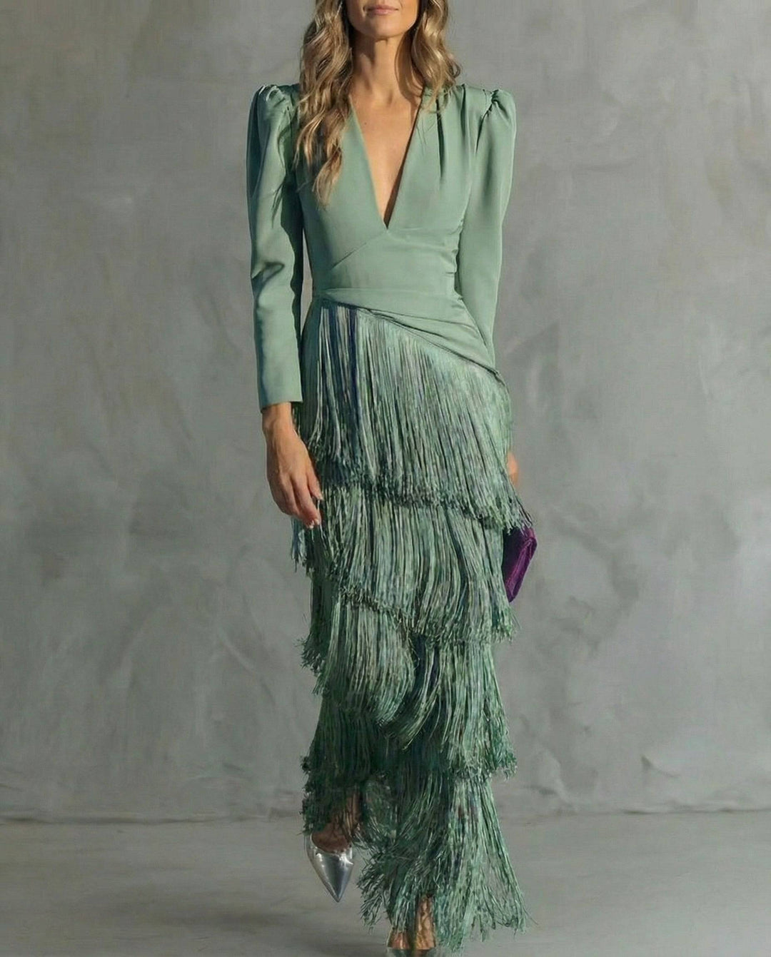 Emma & Rose Durban Clara™ elegant midi dress in soft fabric, featuring a fitted bodice and flowing skirt, displayed on a hanger.