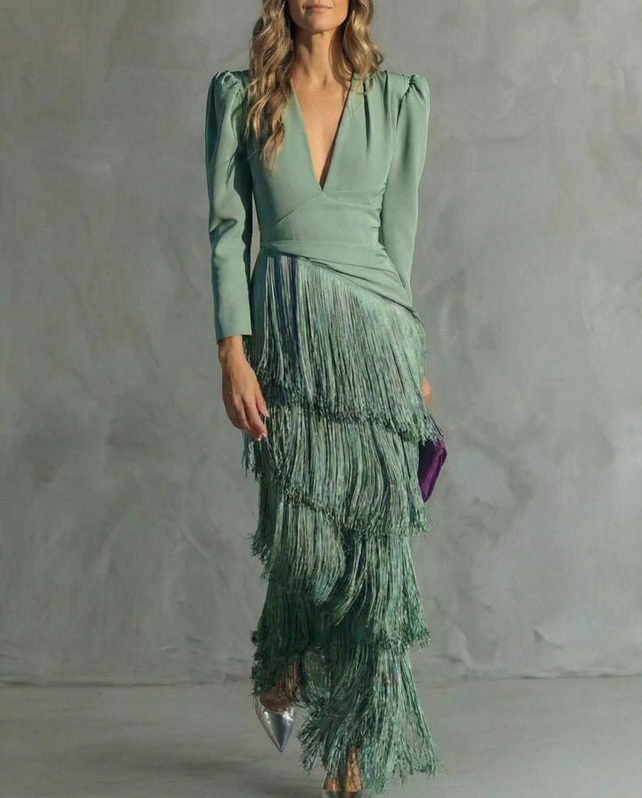 Emma & Rose Durban Clara™ elegant midi dress in soft fabric, featuring a fitted bodice and flowing skirt, displayed on a hanger.