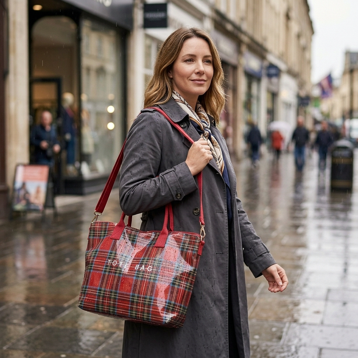 Carroway Glossy Checkered Tote Bag - Elena Harper