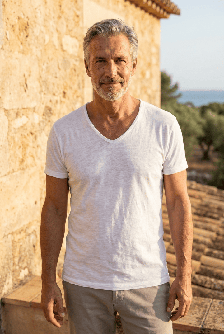 André Ferran Slub-Cotton V-Neck