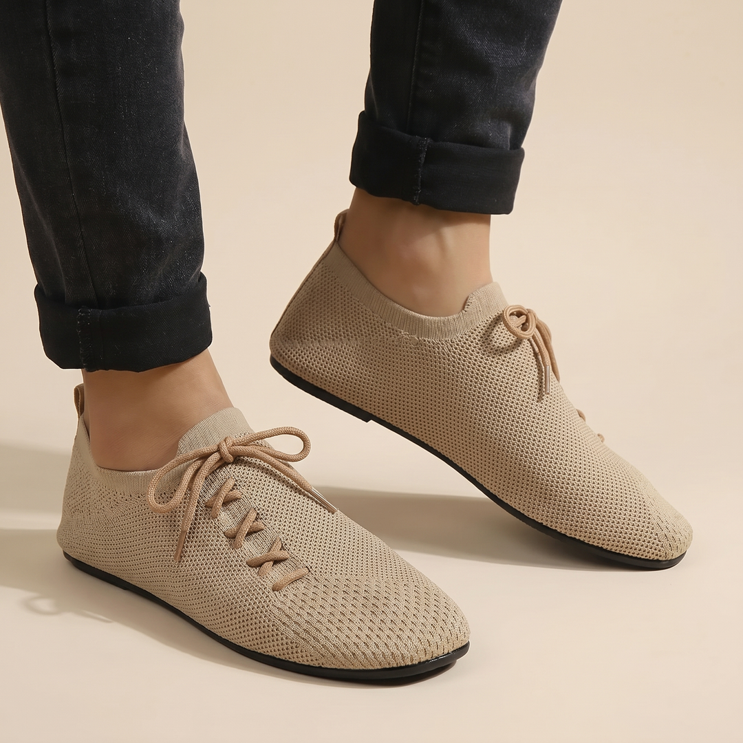 Denilson Lightweight Knitted Lace-Up Loafers, view 2 - Elena Harper