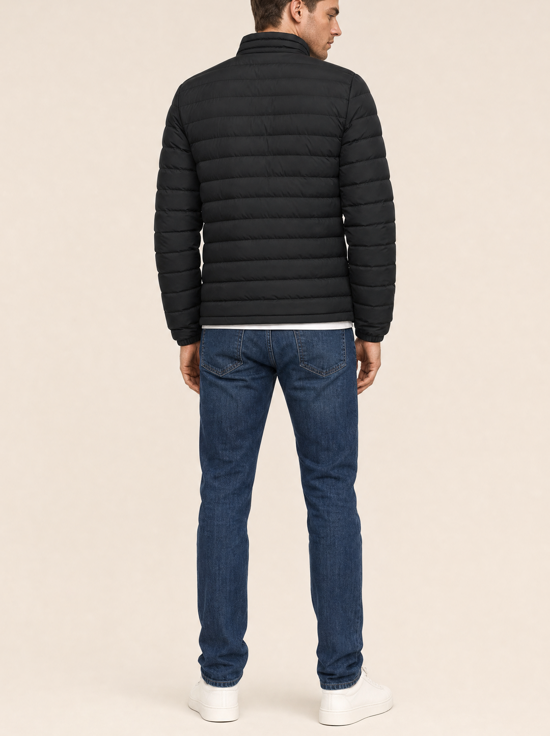 Mid-Season Jacket with Stand-Up Collar for Men