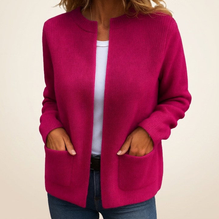 OPEN VEST WITH RIBBED STRUCTURE FOR WOMEN