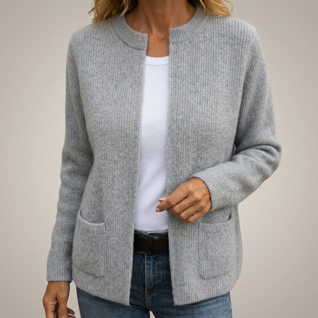 OPEN VEST WITH RIBBED STRUCTURE FOR WOMEN