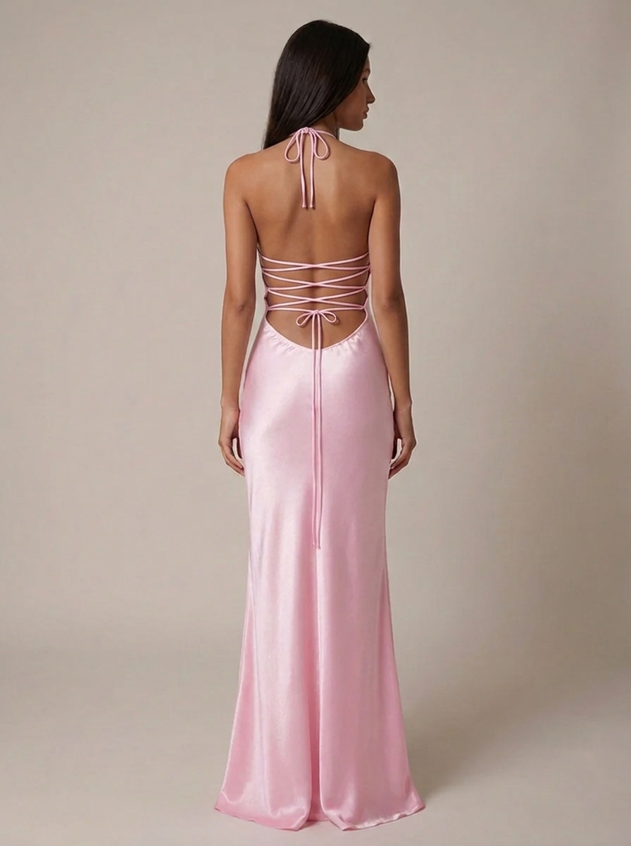 Women's Elegant Halter Neck Maxi Gown