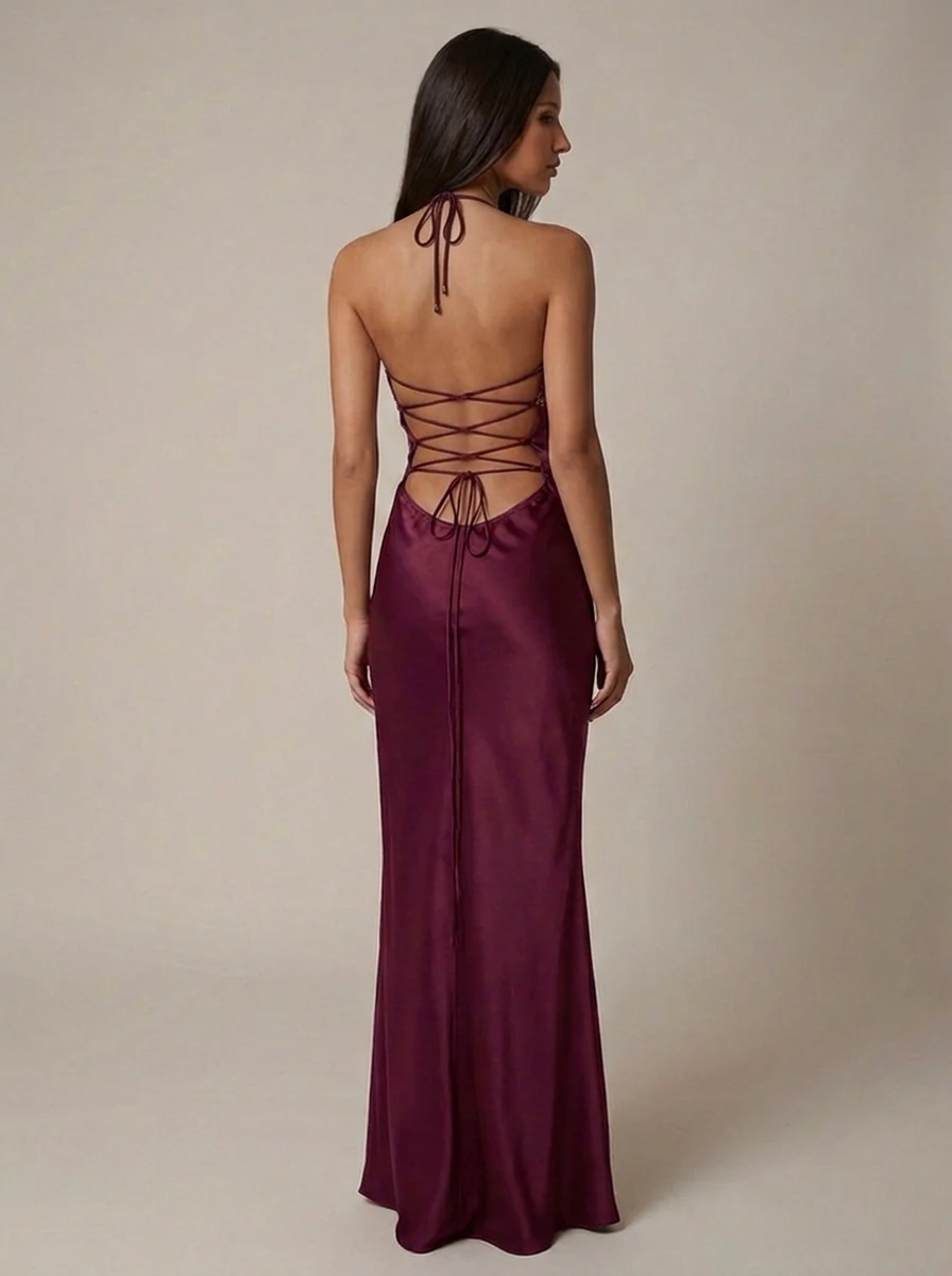 Women's Elegant Halter Neck Maxi Gown