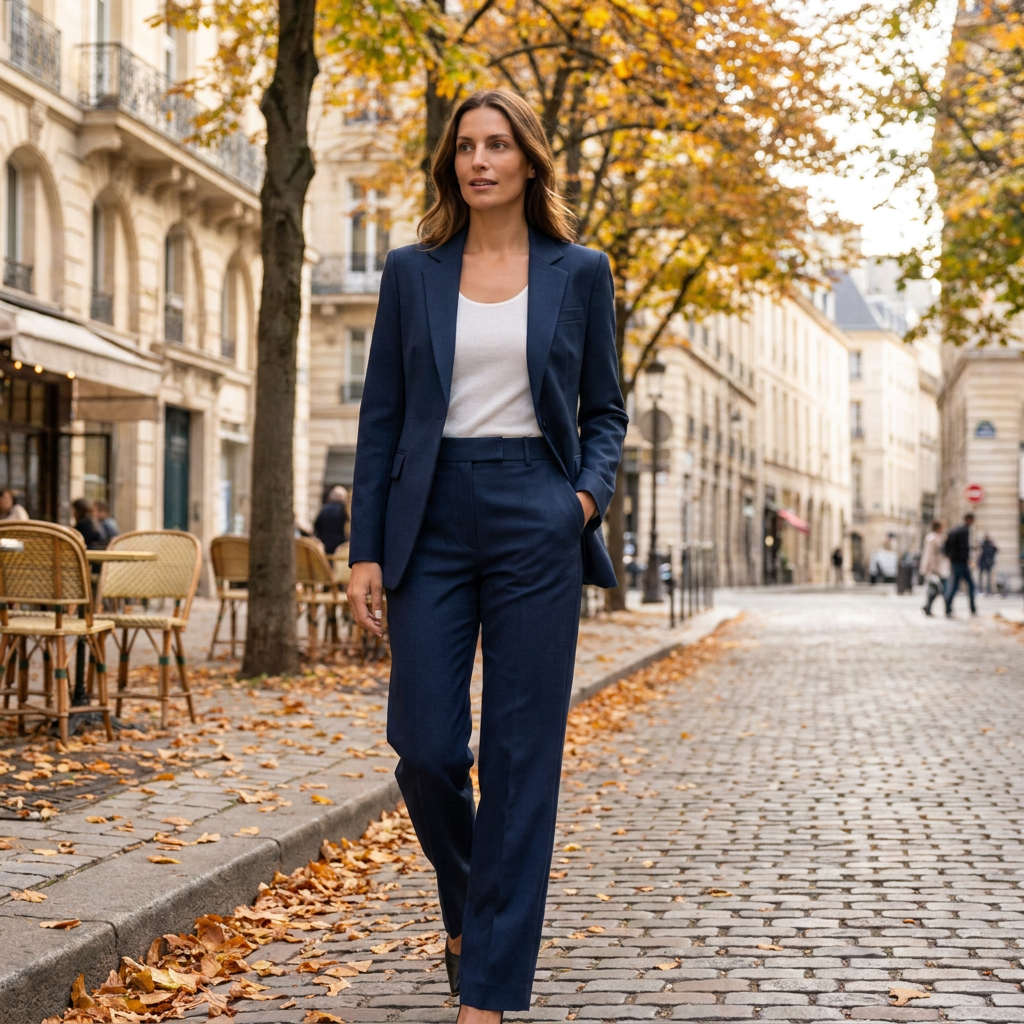 Women's Pantsuit – Blazer with Structure & Straight Pants