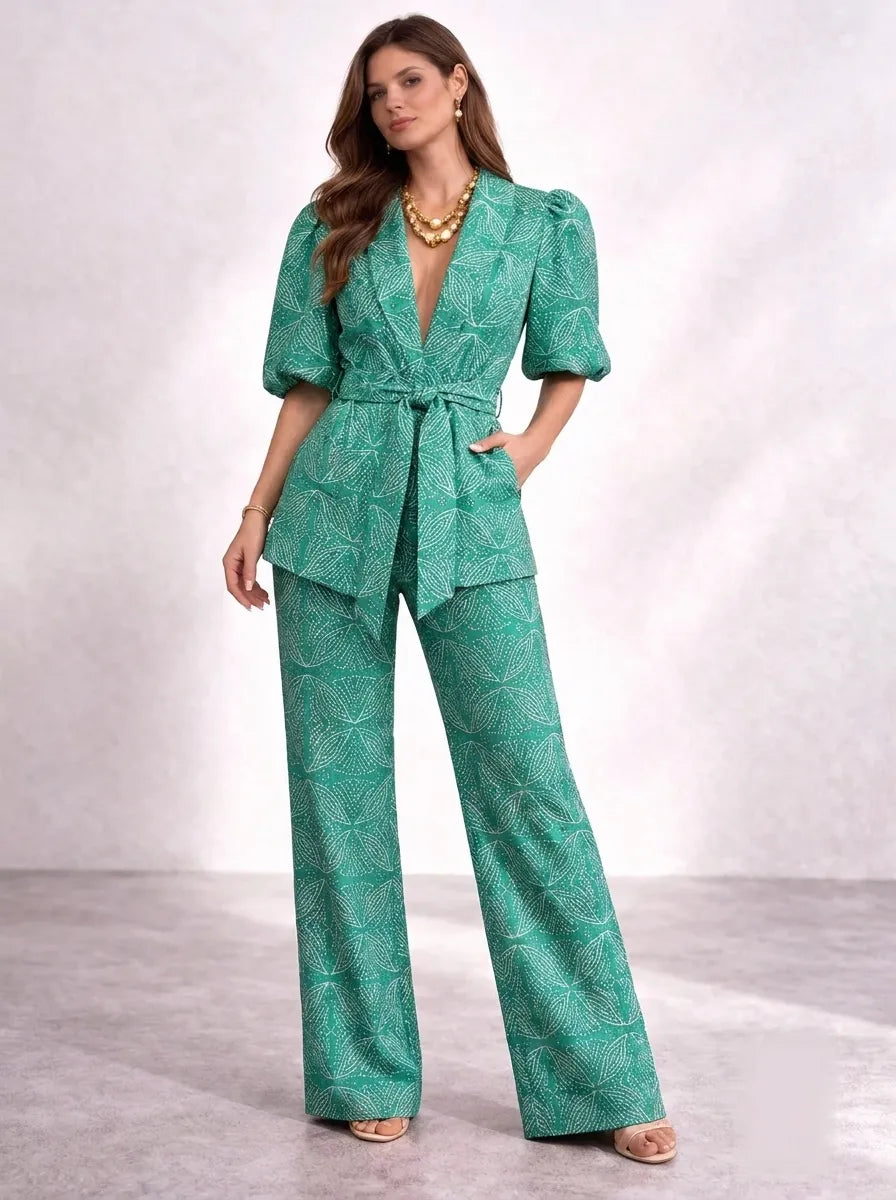 Women's Two-Piece Set with Tie Belt