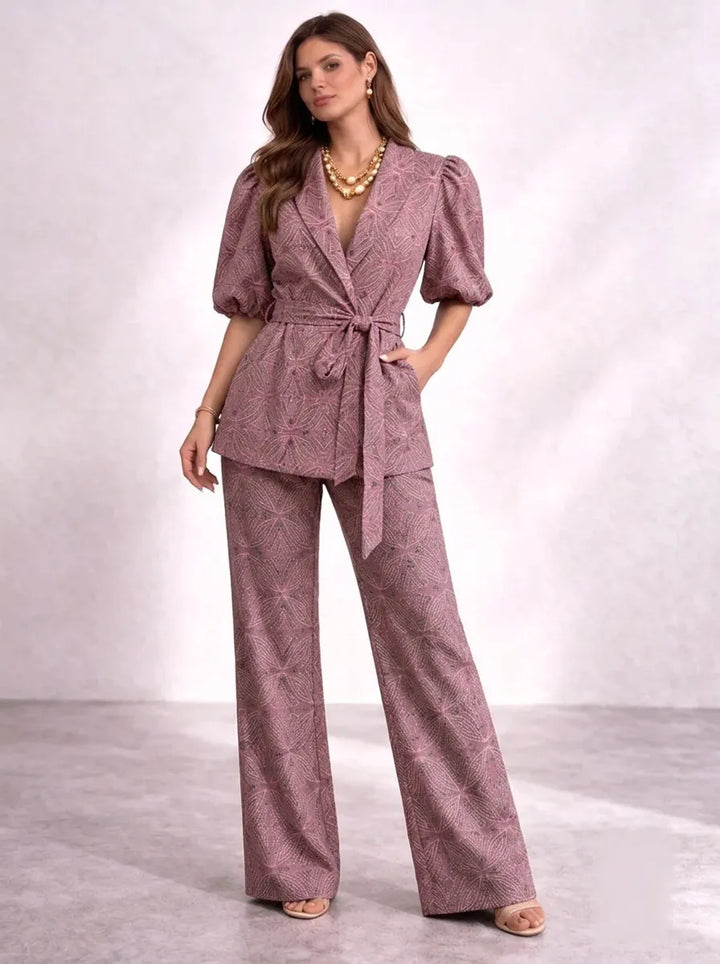 Women's Two-Piece Set with Tie Belt