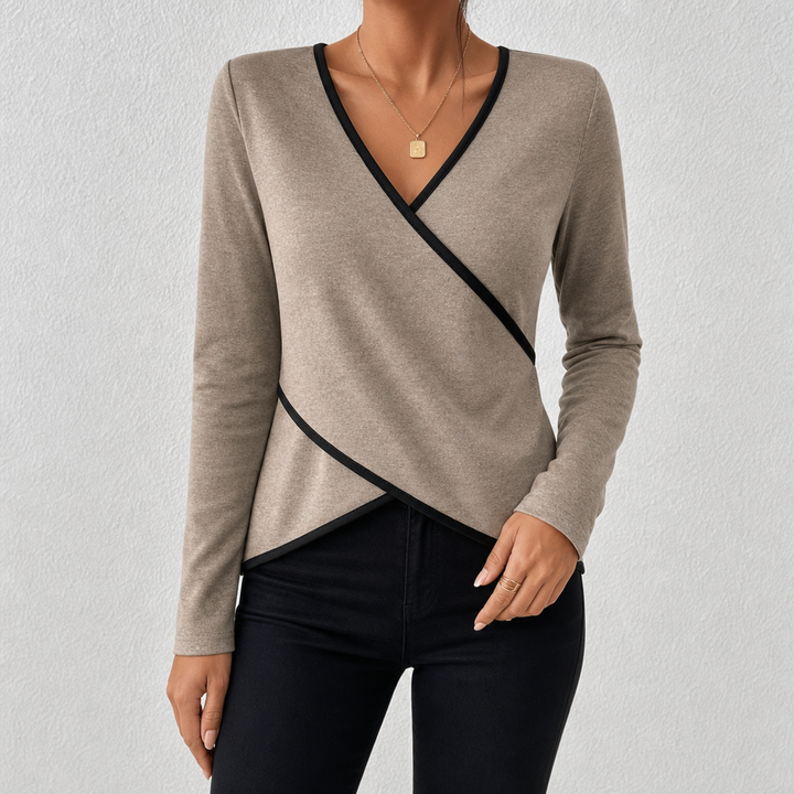 Arceline Soft-Touch V-Neck Sweater, view 4 - Elena Harper