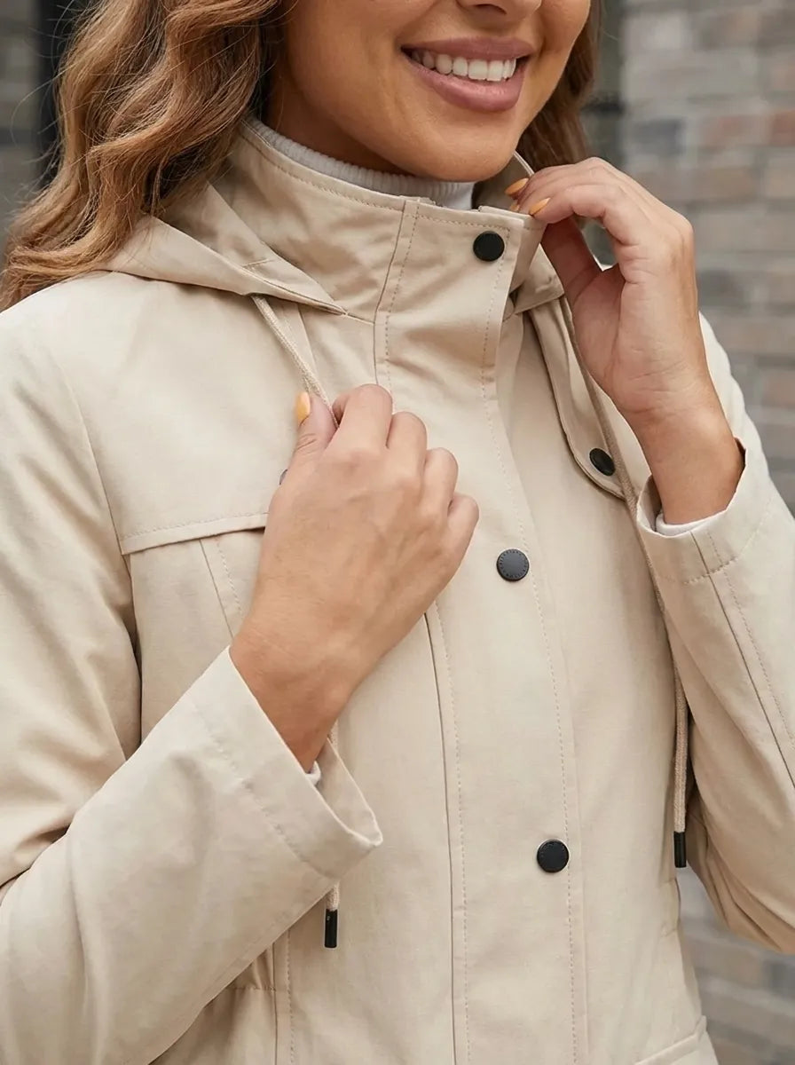 Sylvie - Elegant Waterproof Coat with Hood and Pockets