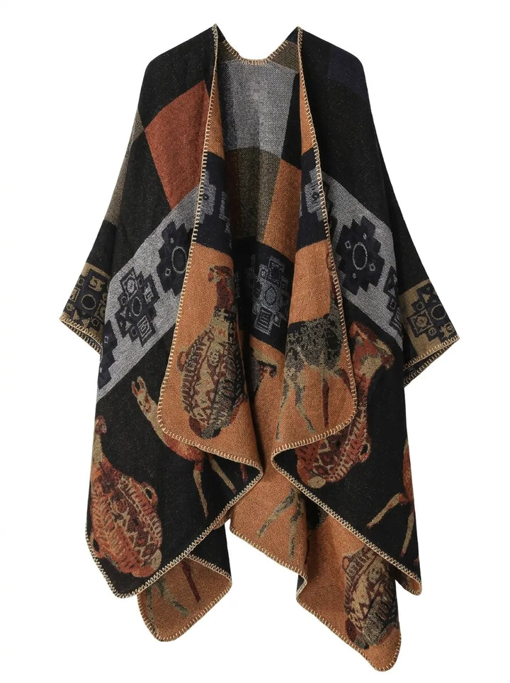 Women's Wrap Cardigan with Fringe and Long Sleeves