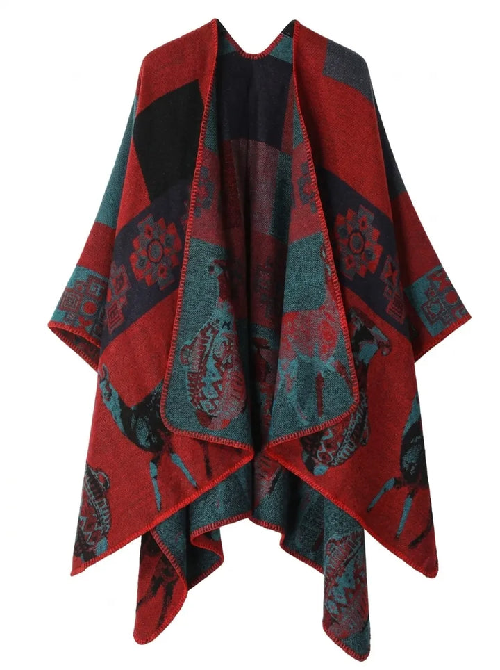 Women's Wrap Cardigan with Fringe and Long Sleeves